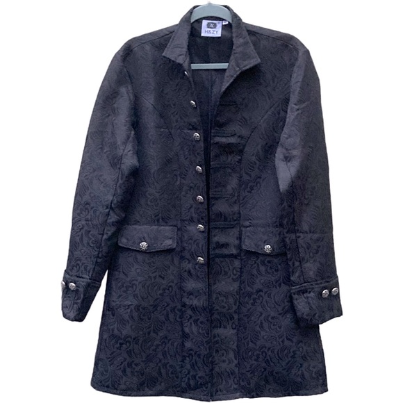 H&ZY Jackets & Blazers - H & ZY military style brocade long pocketed open jacket w buttons & frogging